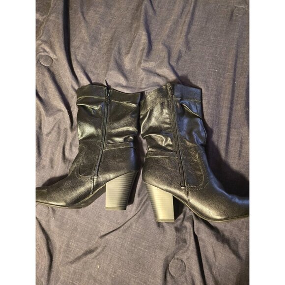 Size 9 Black Sexy Heeled Boot Womens Mid Calf Heels - Picture 3 of 5